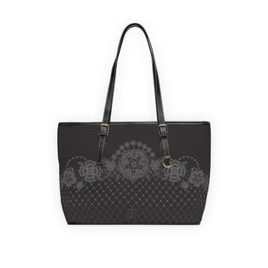 Black Lace Inspired Leather Shoulder Bag